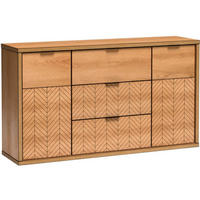 KOMMODE Fun mit 3 Schubladen und 2 Türen - Eichefarben, Holzwerkstoff (158/90/41cm) - Beautysofa
