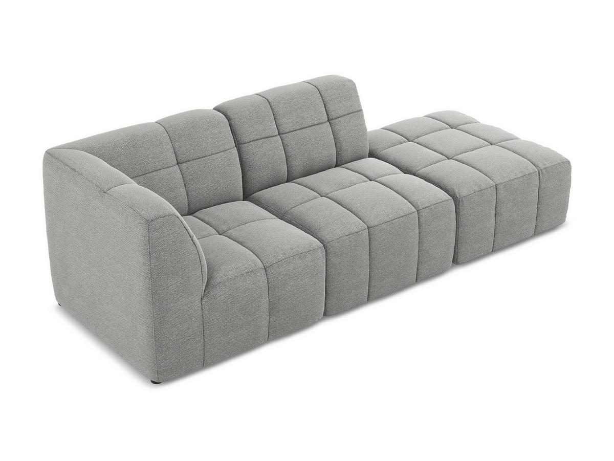 ECKSOFA Rechts Bouclé Stoff Grau - Hellgrau/Schwarz, Holzwerkstoff/Kunststoff (240/90cm) - Makamii
