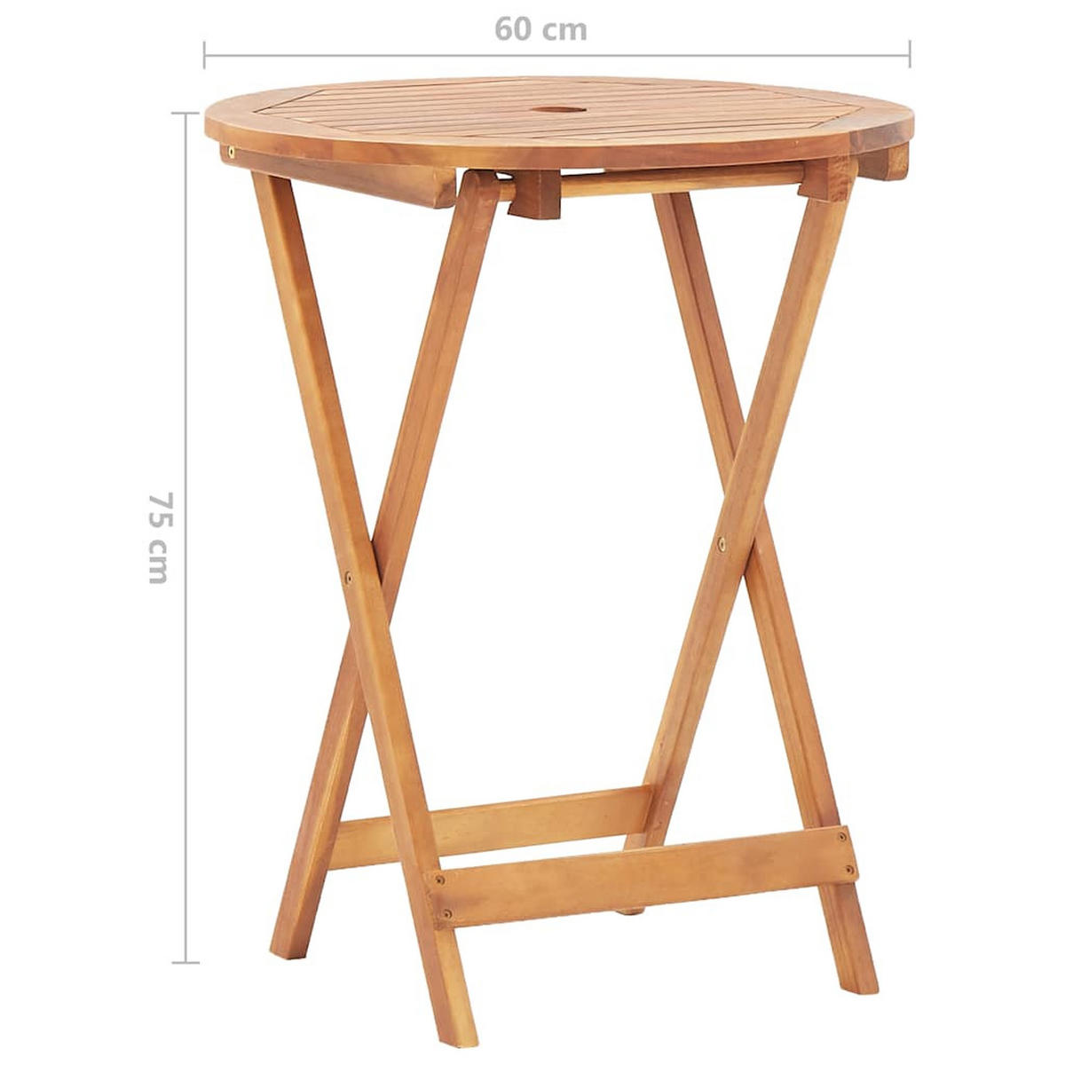 GARTENTISCH Klappbar 60/75 Cm Massivholz Akazie - Braun, Holz (60/60/75cm) - vidaXL