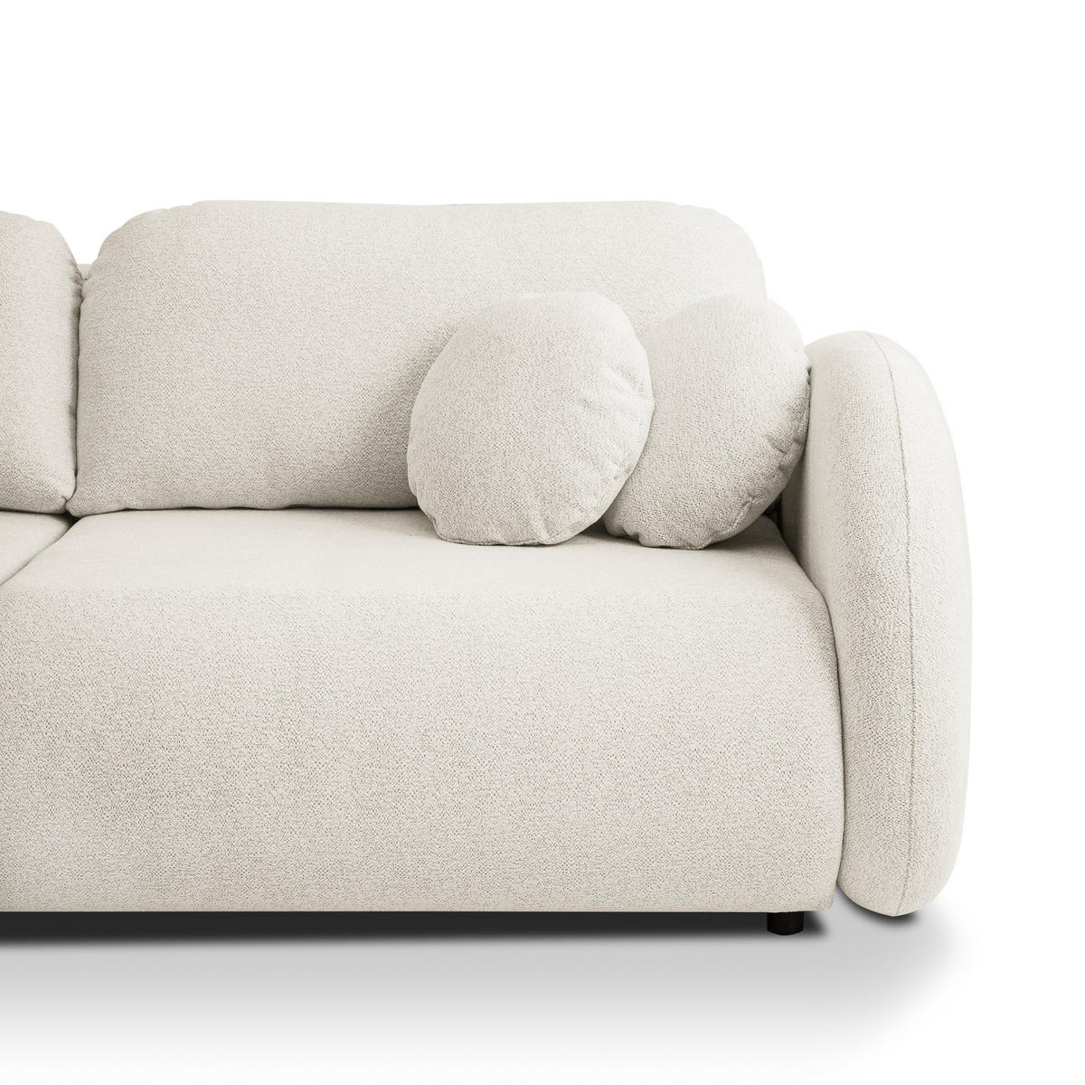 BETTSOFA CIMA Creme Chenille-Stoff mit Schlaffunktion - Creme, Holz (234/86/111cm) - MASSENO