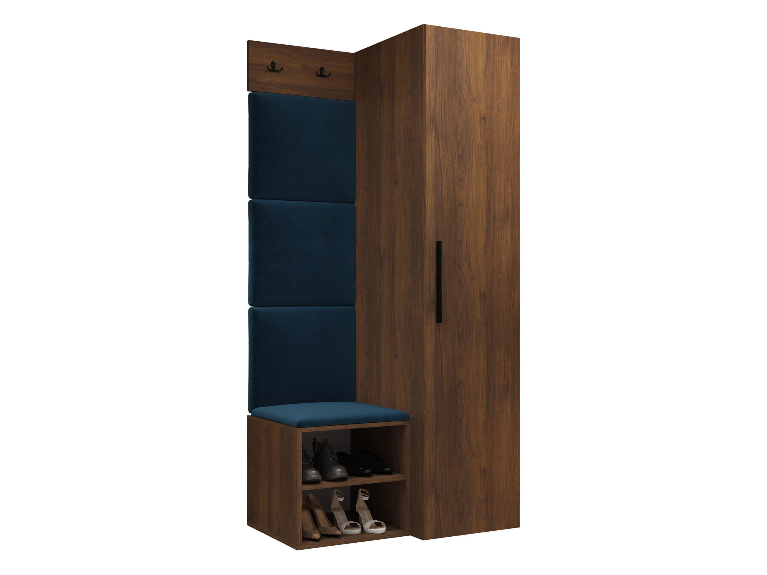 GARDEROBEN-SET Medi III - Blau/Nussbaumfarben, Holzwerkstoff/Kunststoff (40/191/50cm) - MIRJAN24