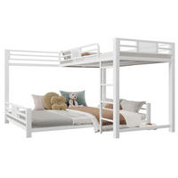 ETAGENBETT 90/200 cm über 140/200 cm in Weiß, L-Form aus Metall - Weiß, Metall (90/200cm) - OKMYHOME