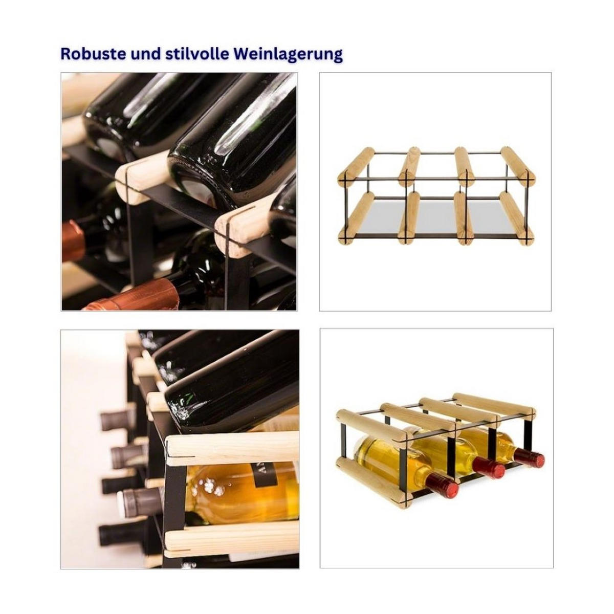 WEINREGAL Vinotega Mod Metal 12,5x32,5x24,5 cm 3x1 Flaschen Massives Kiefernholz Braun Geölt - Braun, Holz (32.5/12.5/24.5cm) - PROREGAL