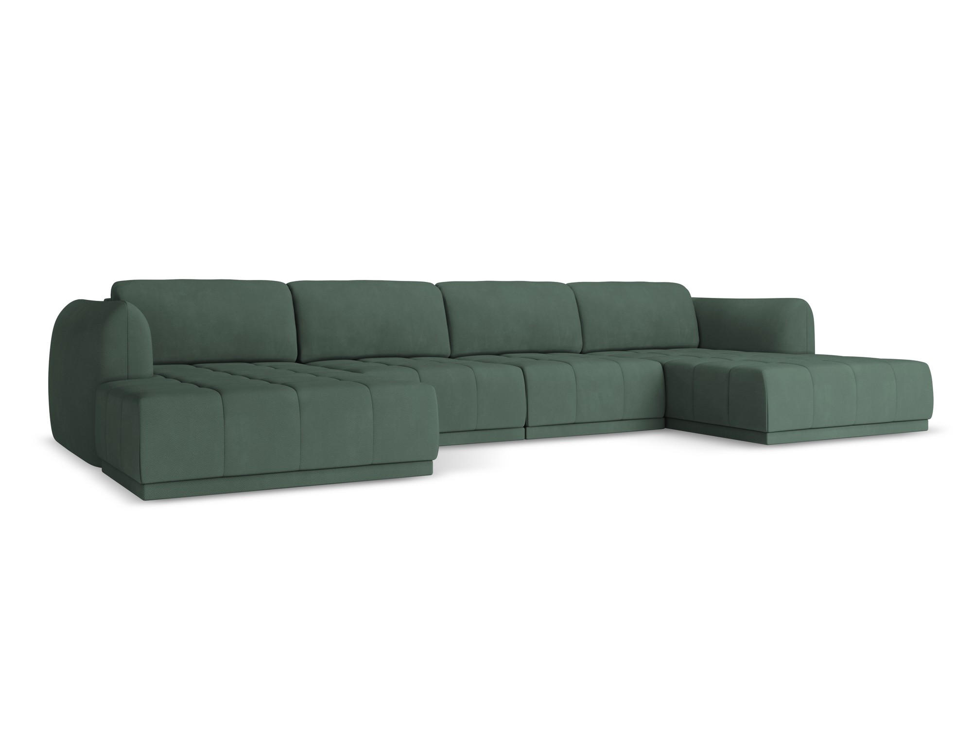 WOHNLANDSCHAFT Chenille Stoff Grün - Schwarz/Grün, Kunststoff/Textil (370/74/170cm) - Makamii