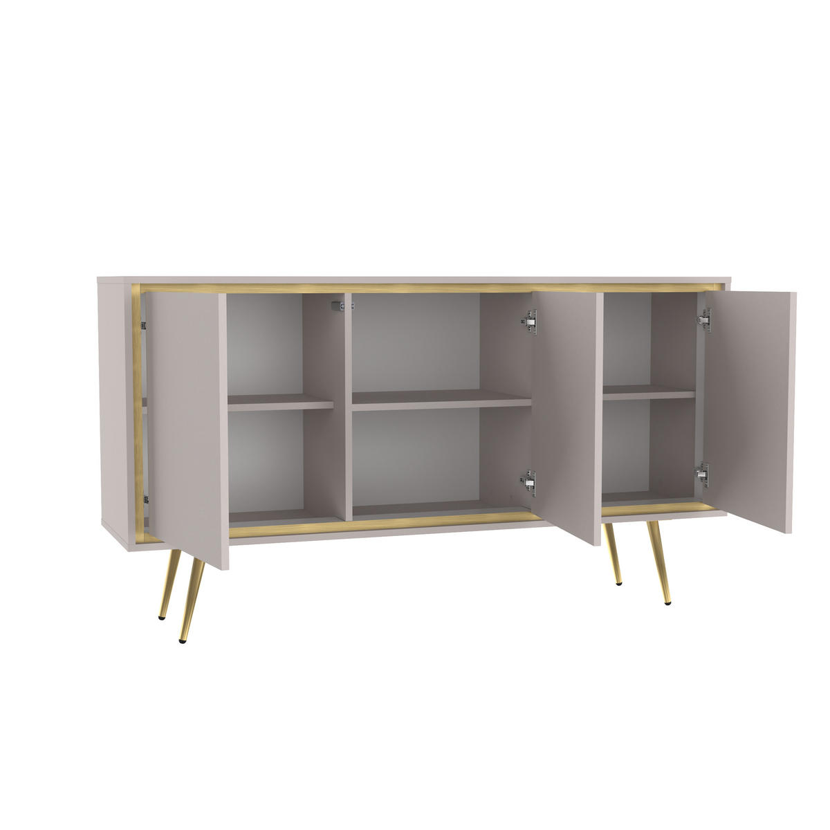 KOMMODE Lori mit 3 Türen, Push-to-open-Öffnung, kaschmir - Kaschmir, Holzwerkstoff/Metall (150/80/40cm) - Beautysofa