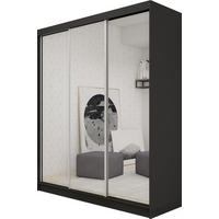 SCHWEBETÜRENSCHRANK Darix 180 cm mit Spiegel, 3-türig, schwarz - Schwarz, Kunststoff (180/216/61cm) - Margaret Hadas24