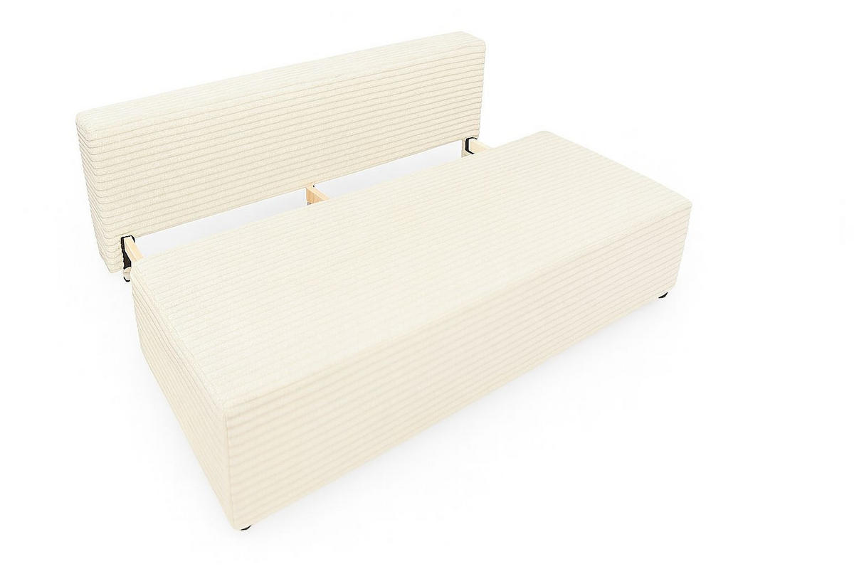 SCHLAFSOFA mit Bettkasten DUO, Stoff Velo, Ecru - Ecru, Holz (198/89/90cm) - Kaiser Möbel