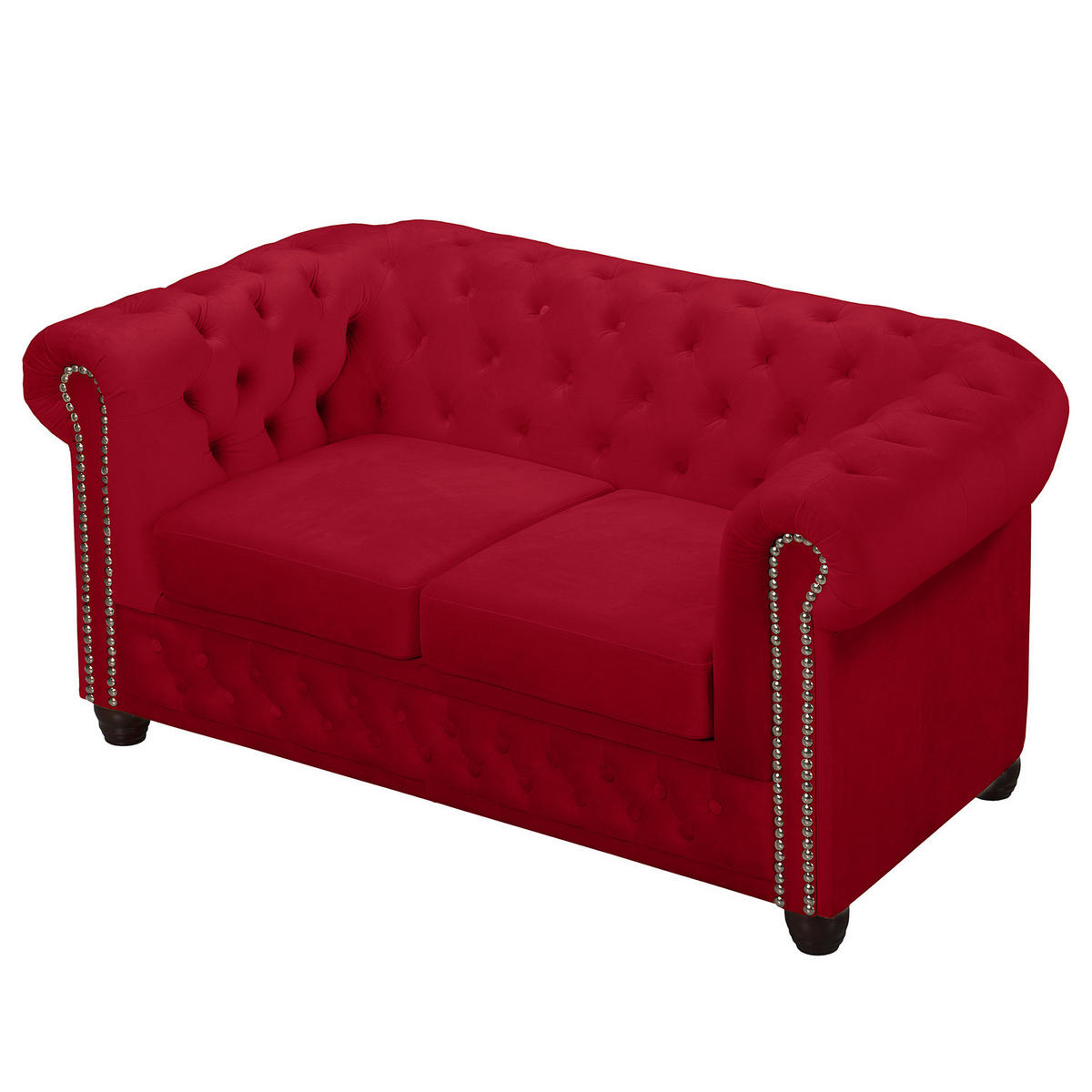 2-SITZER SOFA - Buchefarben/Rot, Buchenholz/Textil (148/72/86cm) - home24