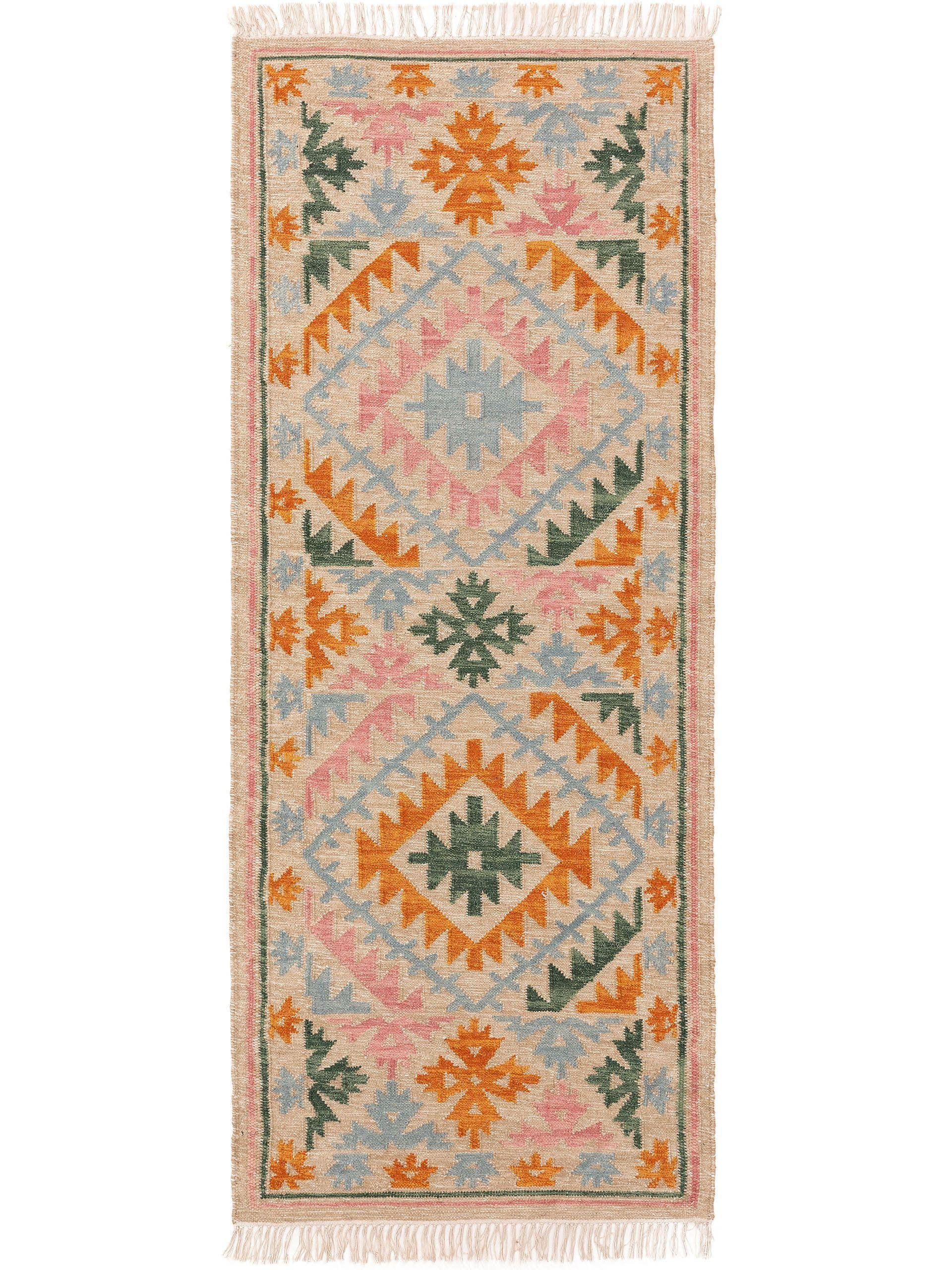 KELIM handgewebt Zohra Multicolor/Beige 80x200 cm - Multicolor, Textil (80/200cm) - benuta Pure