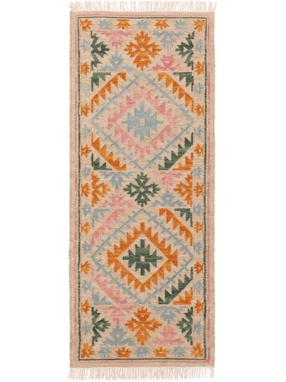 KELIM handgewebt Zohra Multicolor/Beige 80x200 cm - Multicolor, Textil (80/200cm) - benuta Pure