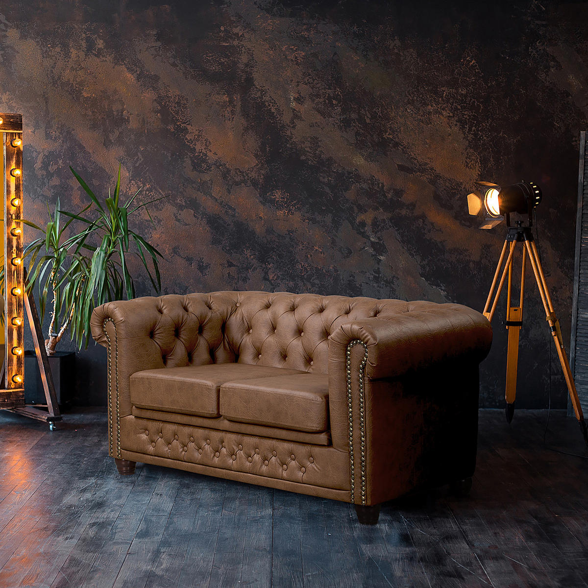 2-SITZER SOFA - Buchefarben/Braun, Kunststoff/Buchenholz (148/72/86cm) - home24