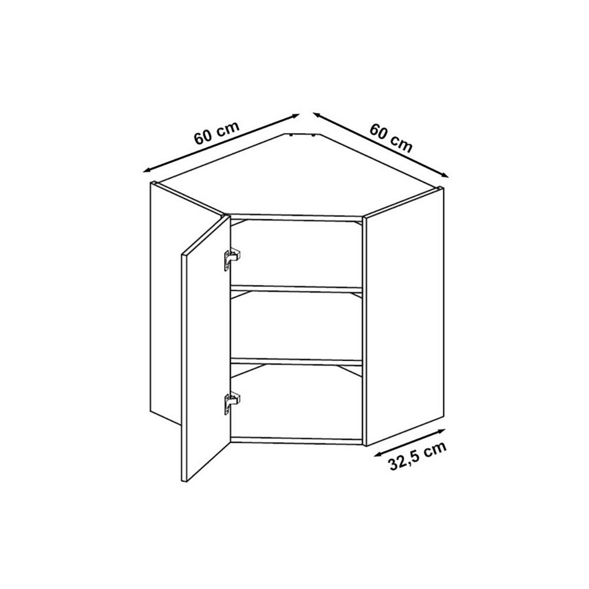 ECKHÄNGESCHRANK Essen W10/60 Schwarz Hochglanz / Weiß Matt 60 / 60 / 72cm - Schwarz Hochglanz/Schwarz, Holz/Holzwerkstoff (60/72/60cm) - Feldmann-Wohnen