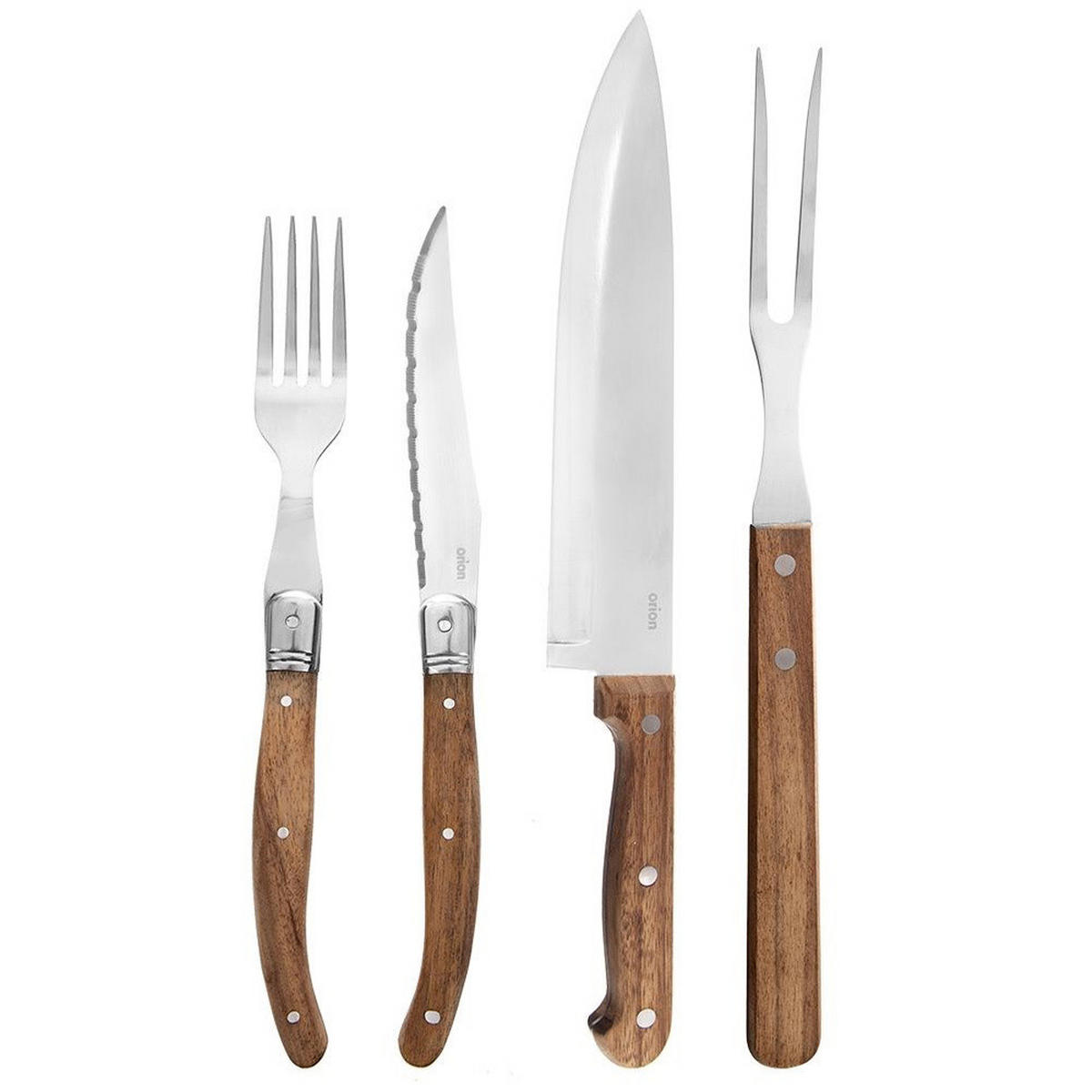 STAHLBESTECK für Steaks und Burger 15-teilig. - Silberfarben, Metall - Orion 
