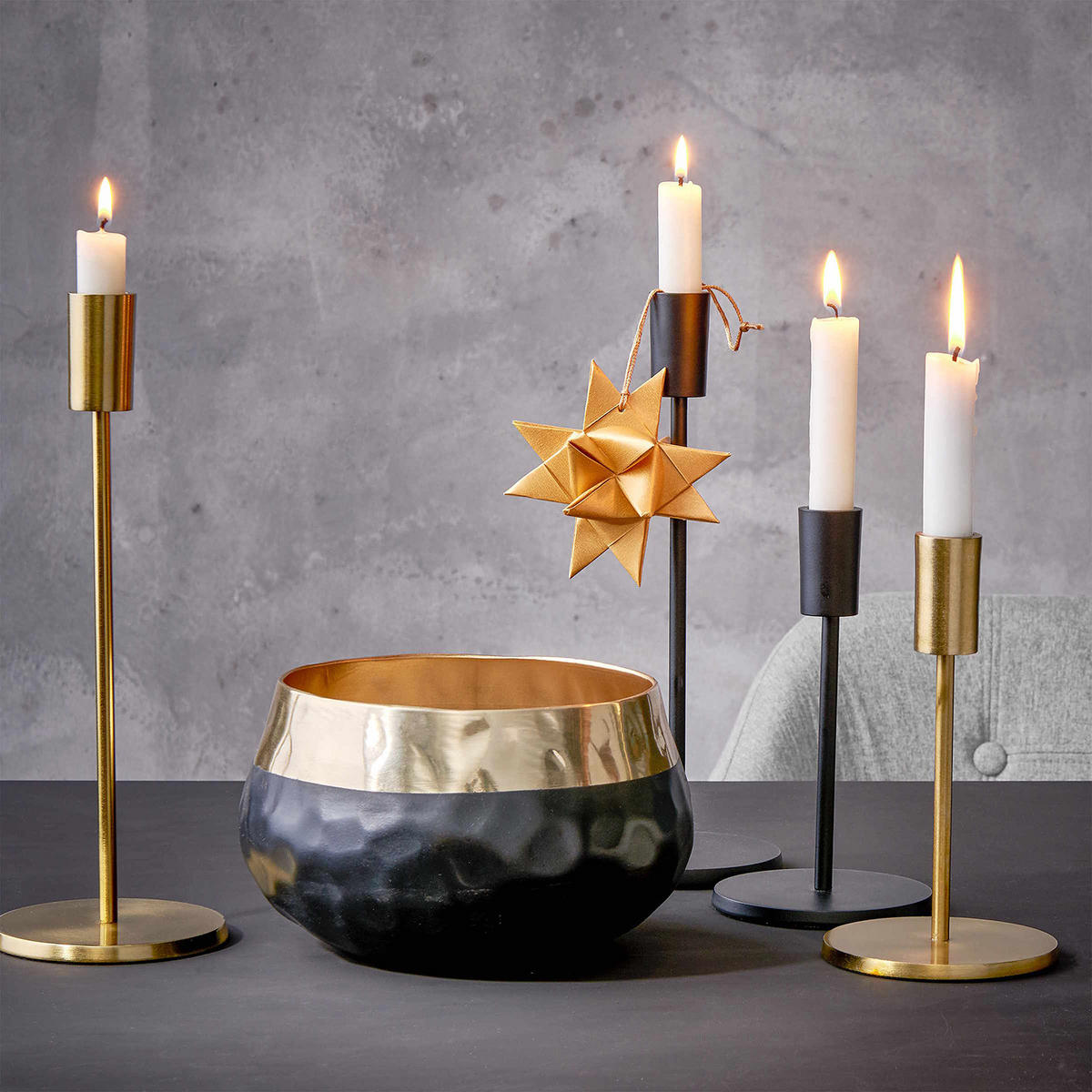 KERZENHALTER Highlight - Schwarz, Metall (11/29/11cm) - Butlers