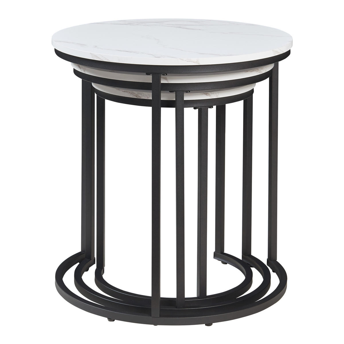 BEISTELLTISCH-SET 3 TLG. Ulricehamn - Schwarz/Weiß, Holzwerkstoff/Metall (56.5/56.5/60cm) - [en.casa]