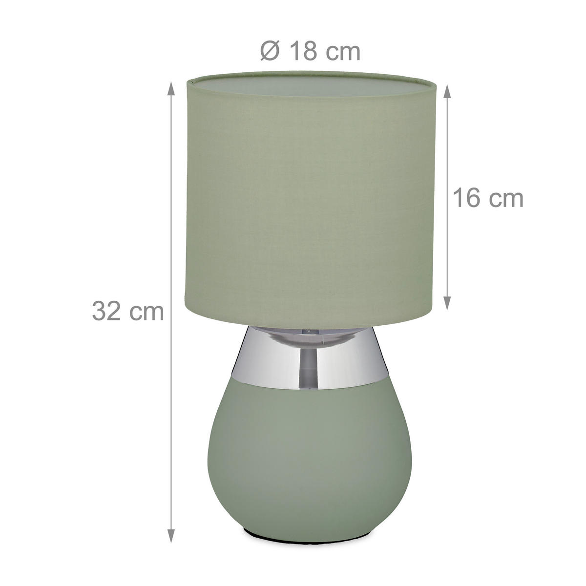 TISCHLAMPE - Grün, Kunststoff/Textil (18/18/32cm) - Relaxdays