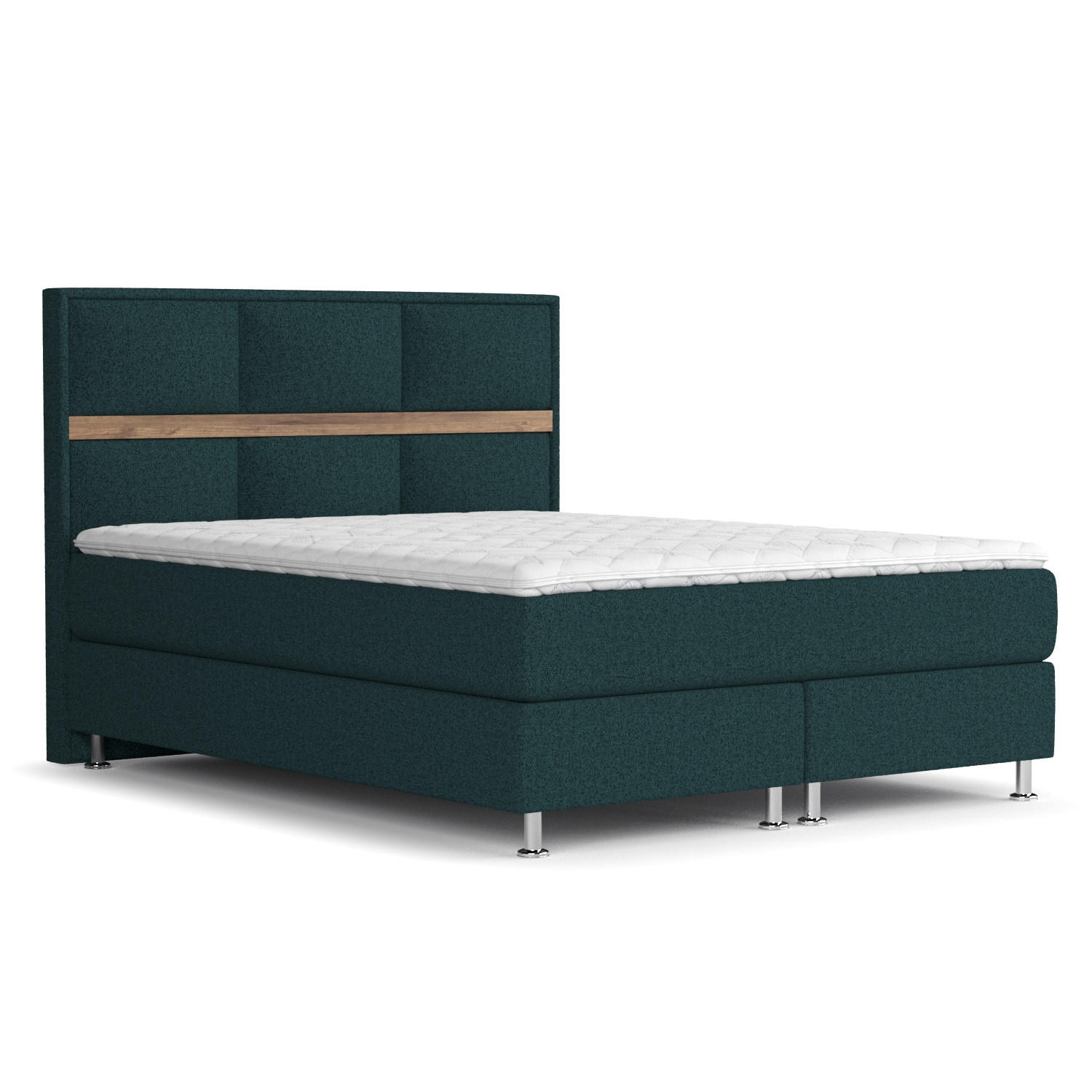 BOXSPRINGBETT Soto Grün 180/200 cm mit Latex-Topper - Silberfarben/Grün, Holz/Holzwerkstoff (180/200cm) - Maison de Reve