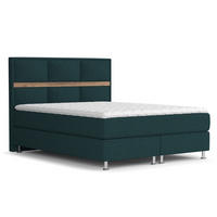 BOXSPRINGBETT Soto Grün 200/200 cm mit Latex-Topper - Silberfarben/Grün, Holz/Holzwerkstoff (200/200cm) - Maison de Reve