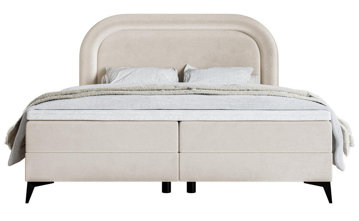 BOXBETT Loreo Greige Samt wasserfest 180x200 cm - Taupe/Schwarz, Holz/Textil (180/200cm) - Selsey