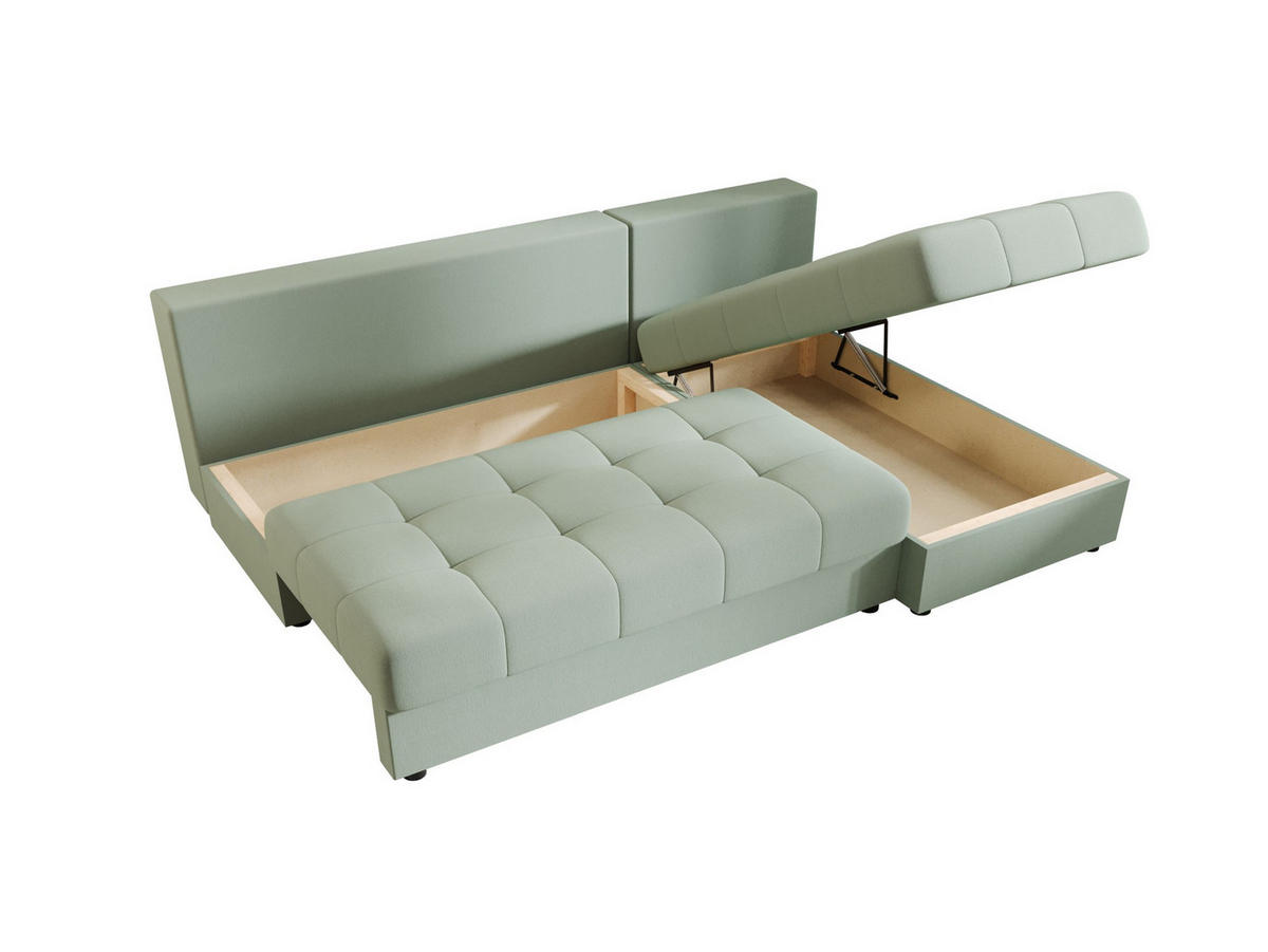 ECKSOFA MOS L Cosmic 16 Rechts mit Schlaffunktion - Hellgrün, Textil (200/143cm) - Bedante
