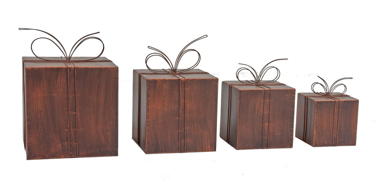 GESCHENKPAKETE Mefo 4er Set Stahl Rostfarben 48x35x35cm - Rostfarben, Metall (35/48/35cm) - DELUKE