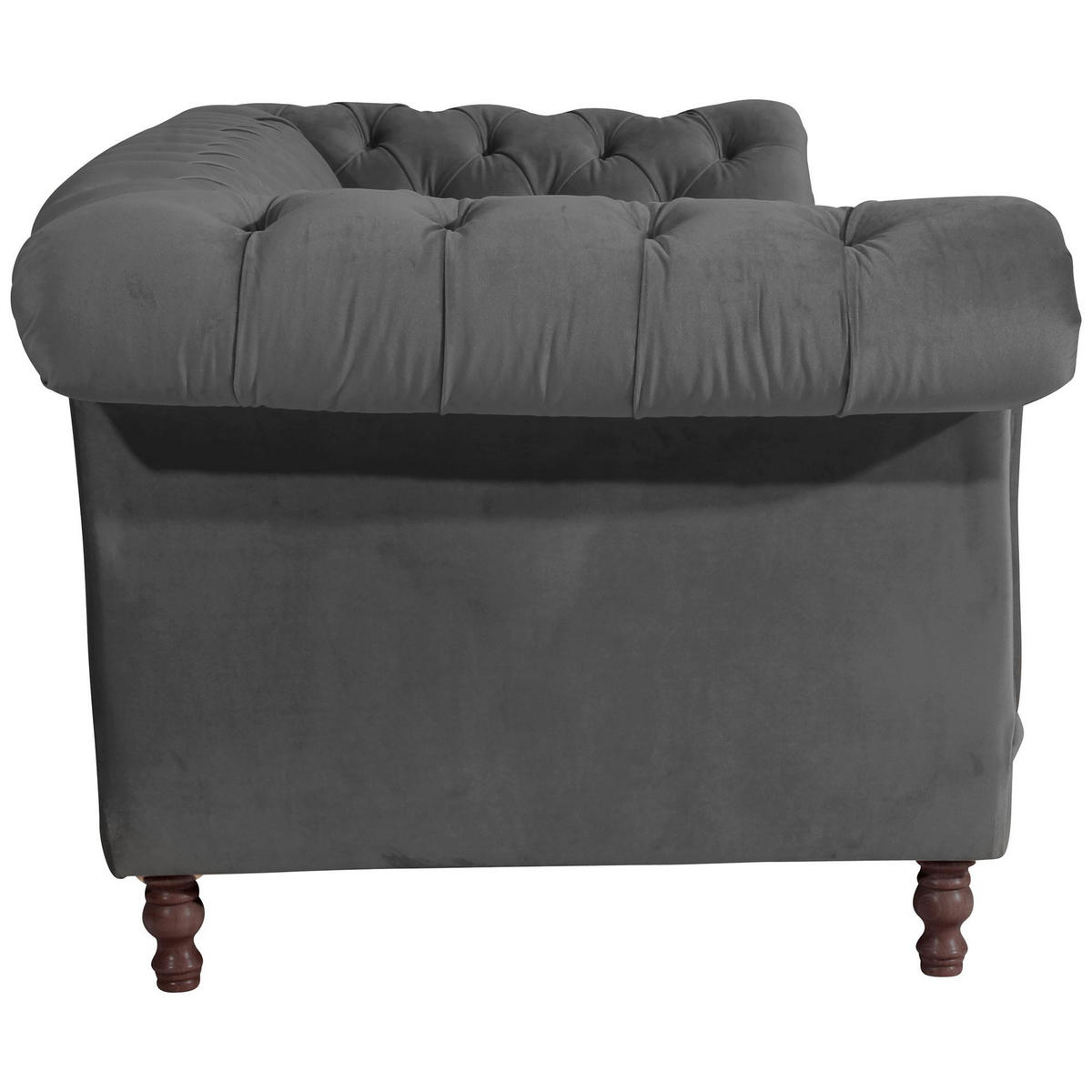 CHESTERFIELD Sofa 3-Sitzer Kaylin Samtvelours anthrazit - Anthrazit, Kunststoff (253/80/100cm) - 58aufmkessel