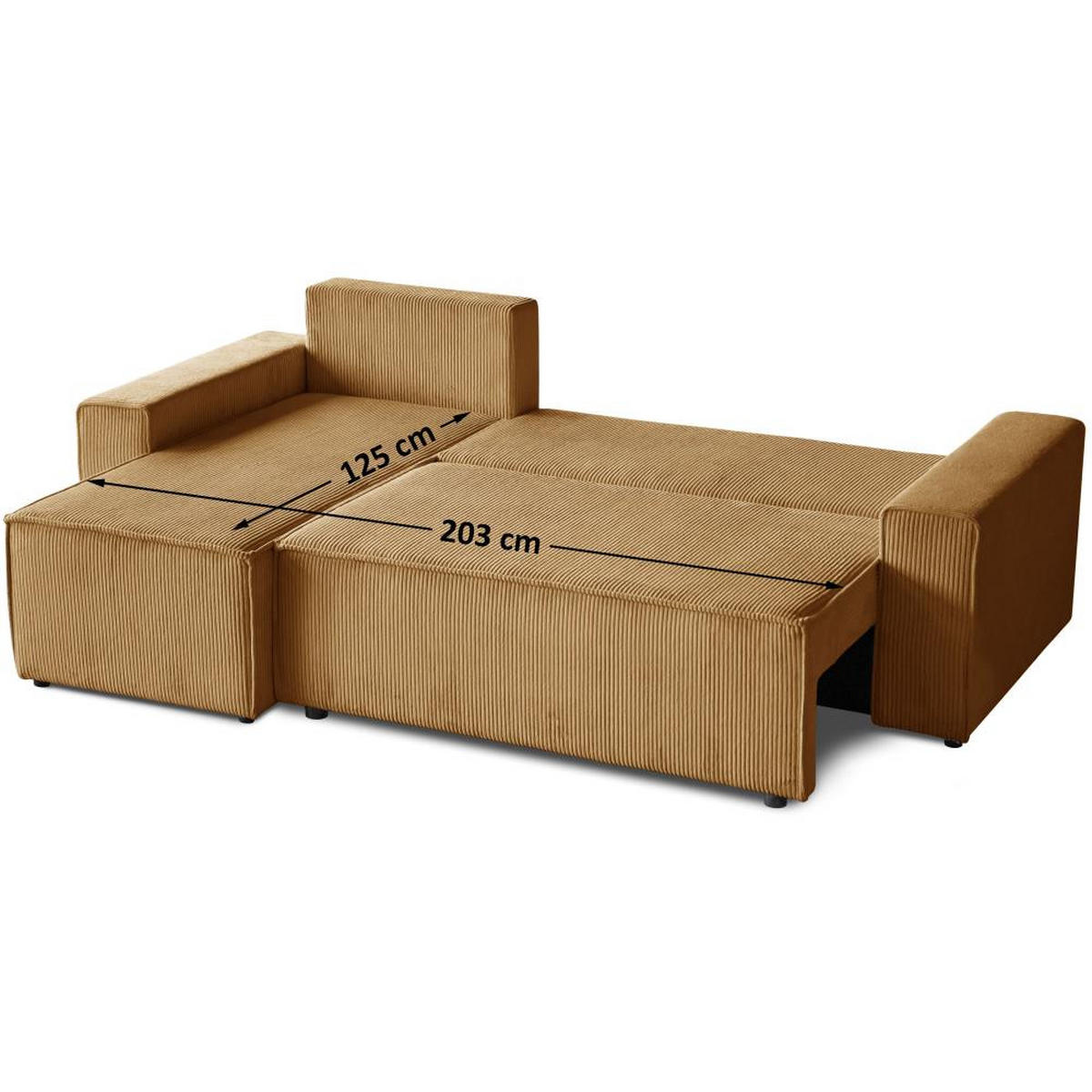 ROHOVÁ ROZKLÁDACÍ POHOVKA Hektor, s funkcí spaní, hořčicová - černá/tmavě žlutá, textil/plast (247/152cm) - Beautysofa