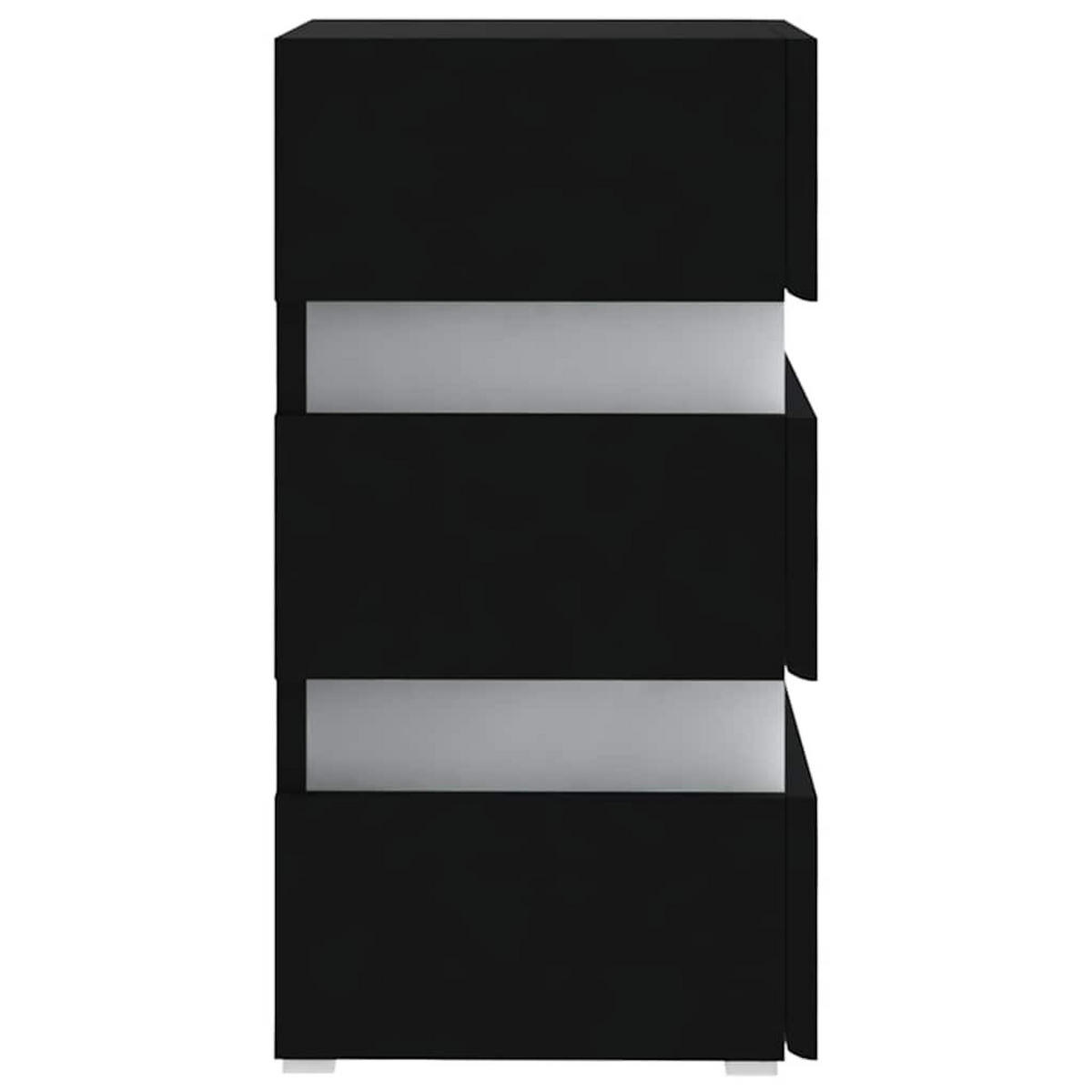 NACHTTISCH mit LED 45/35/67 cm aus Holzwerkstoff in Schwarz - Schwarz, Holz (45/67/35cm) - vidaXL