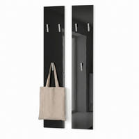 GARDEROBENPANEEL Wandpaneel Schwarz Hochglanz - Schwarz Hochglanz, Holzwerkstoff (24/140/2cm) - Vladon