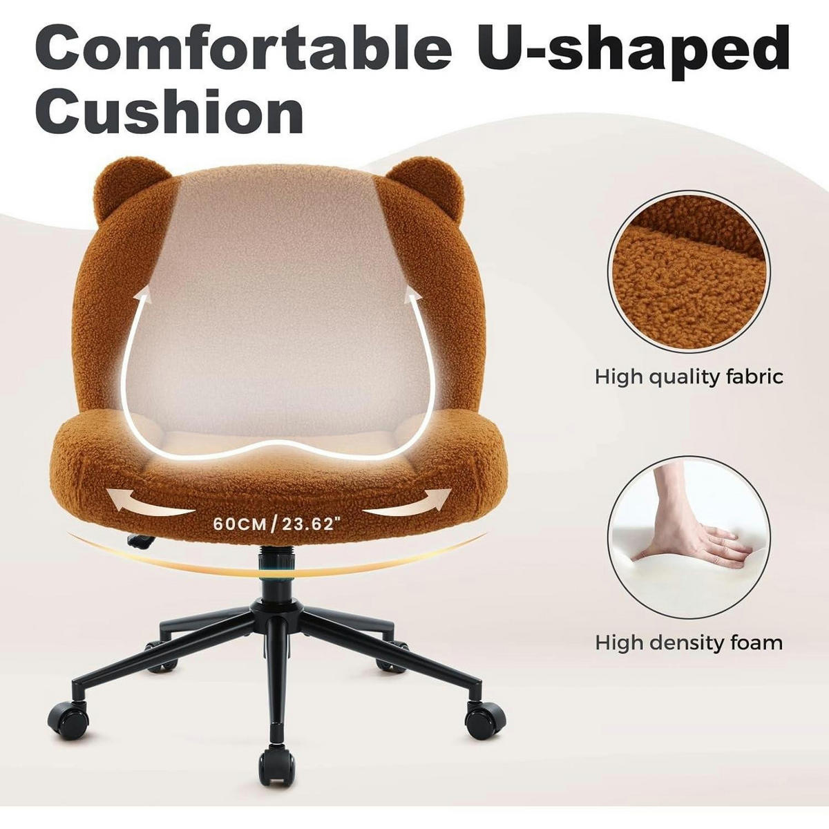 BÜROSTUHL ohne Armlehnen Braun mit Rollen - Braun, Textil (62/85/49.5cm)