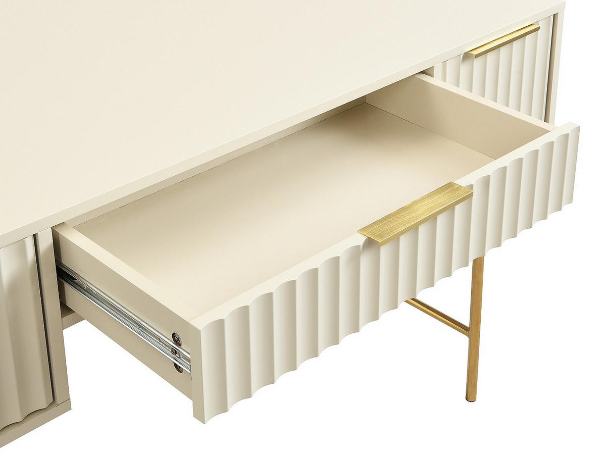 SCHREIBTISCH mit Stauraum - Beige & Gold - VITESDA - Beige, Holz (120/60/75.5cm) - Pascal Morabito