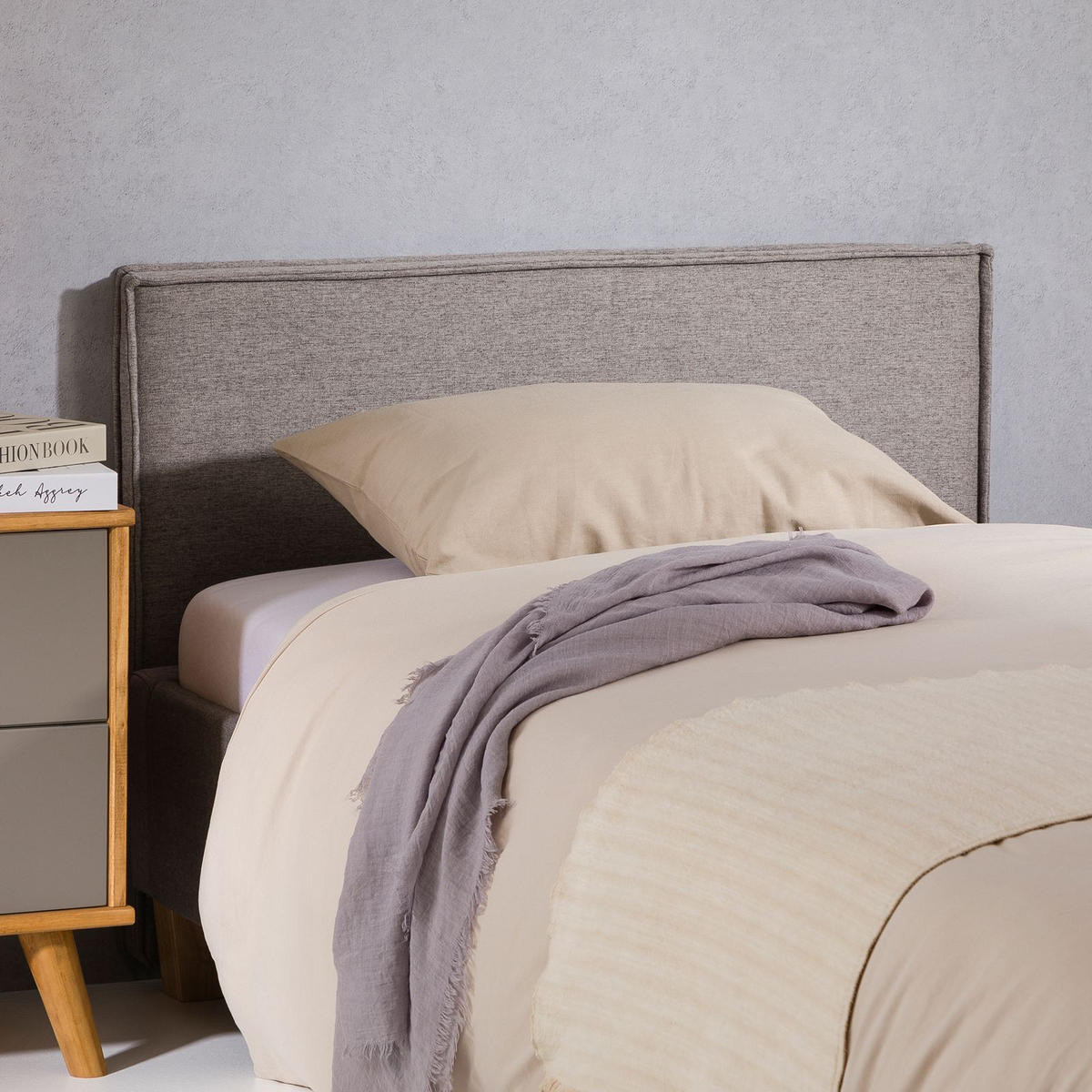 KOPFTEIL ANISA 90x190 cm grau - Grau, Textil (91/69/6cm) - IDIMEX