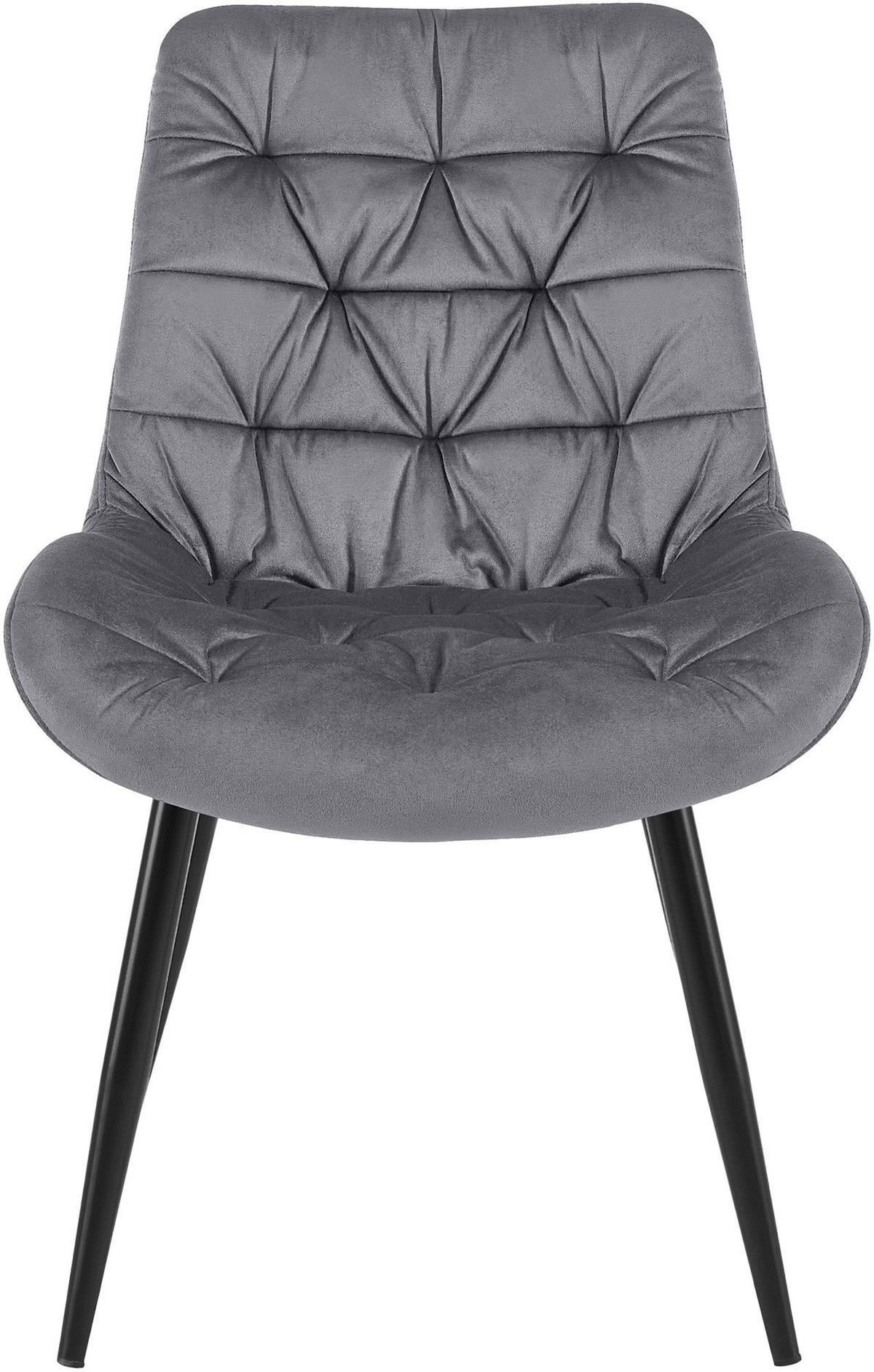 ESSZIMMERSTUHL Samt Dunkelgrau - Dunkelgrau/Schwarz, Textil/Metall (56/85/63cm) - CLP