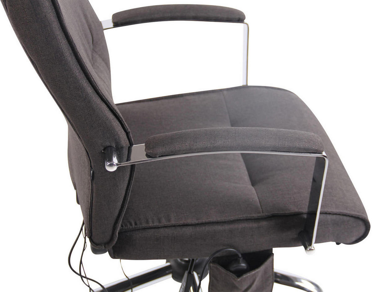 BÜROSTUHL Portofino, Stoff mit Massagefunktion Dunkelgrau - Dunkelgrau, Textil/Metall (63/124/72cm) - TPFLiving