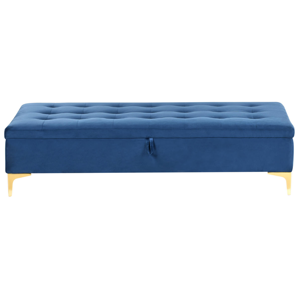 OTTOMANE mit Stauraum Samtstoff Marineblau Aberdeen - Hellblau, Textil (158/39/78cm) - Beliani