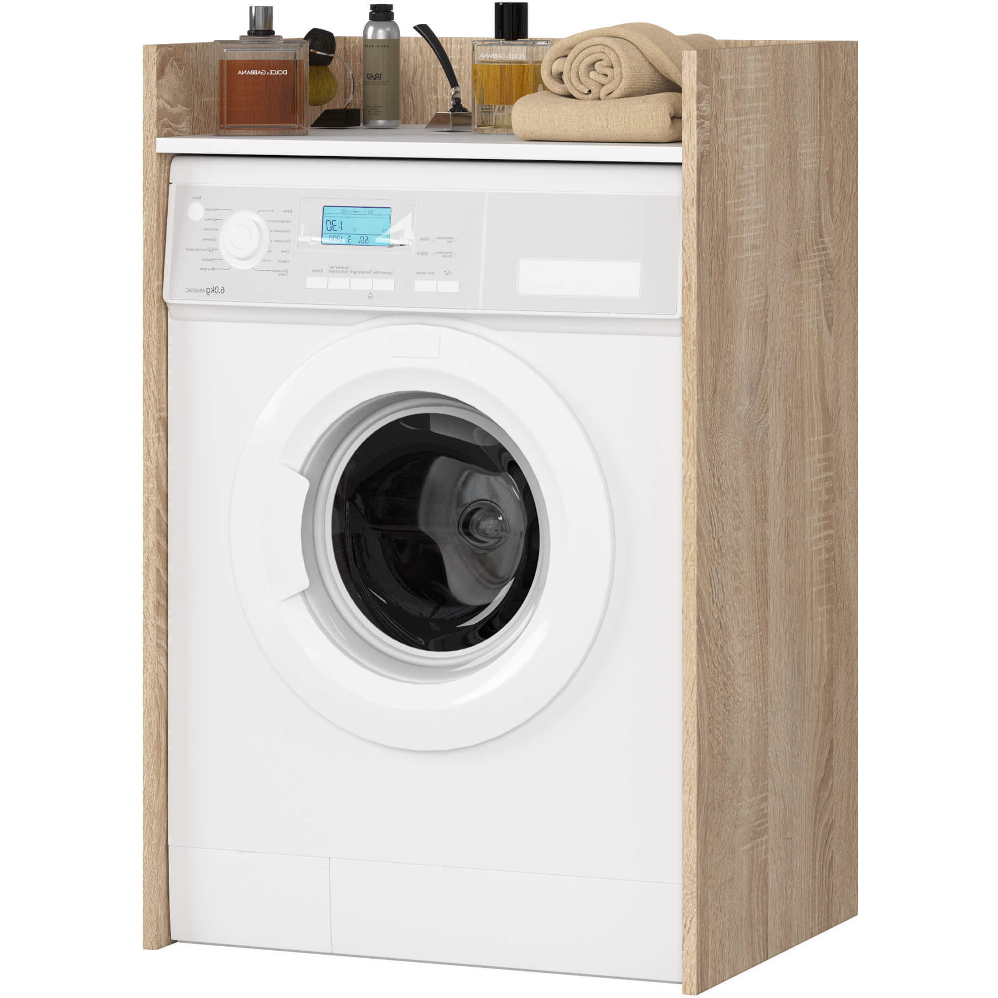 WASCHMASCHINENSCHRANK FIN Sonoma Eiche, Weiß 50x64x98 cm - Weiß/Sonoma Eiche, Holzwerkstoff (64/98/50cm) - Akord