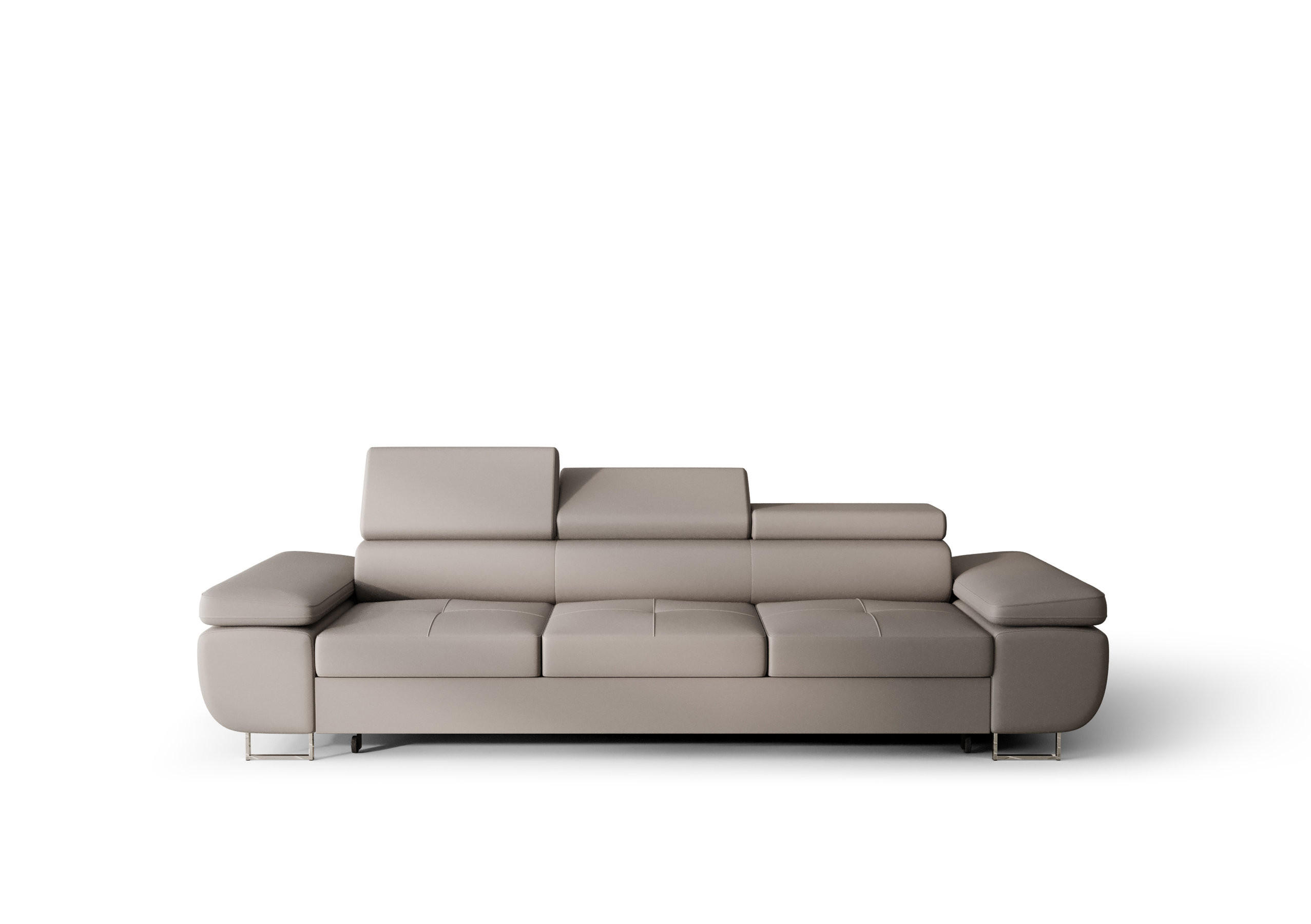 SCHLAFSOFA PRAGA 3, Sofa mit Schlaffunktion, Farbe: Grau, Kunstleder - Grau, Textil (276/90/100cm) - O-Sofa