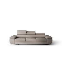 SCHLAFSOFA PRAGA 3, Sofa mit Schlaffunktion, Farbe: Grau, Kunstleder - Grau, Textil (276/90/100cm) - O-Sofa