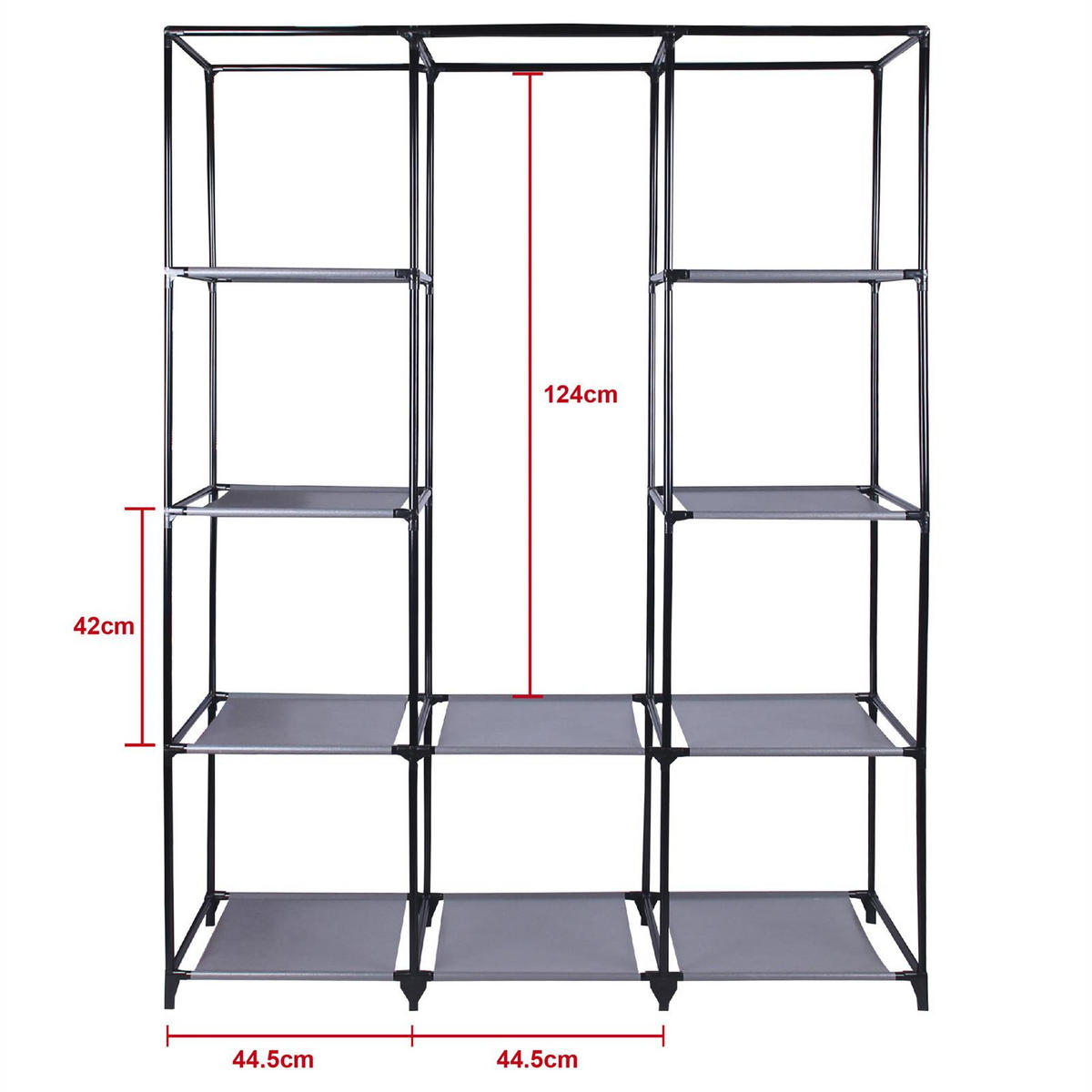 STOFFSCHRANK STEVEN - Anthrazit, Textil (131/169/46cm) - IDIMEX