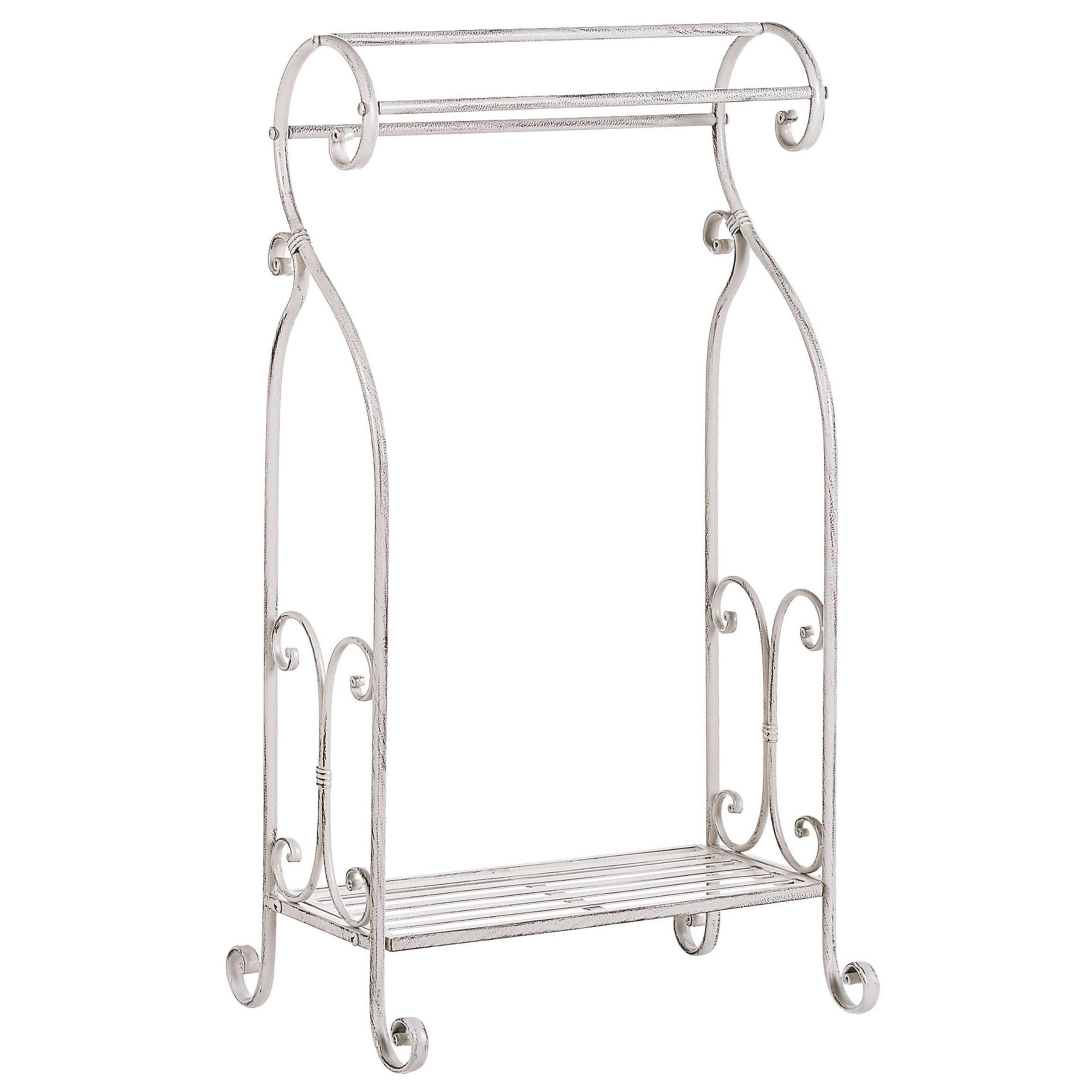 HANDTUCHSTÄNDER Antik Optik weiß 49 x 91 cm Linares - Weiß, Metall (49/91/33cm) - Beliani