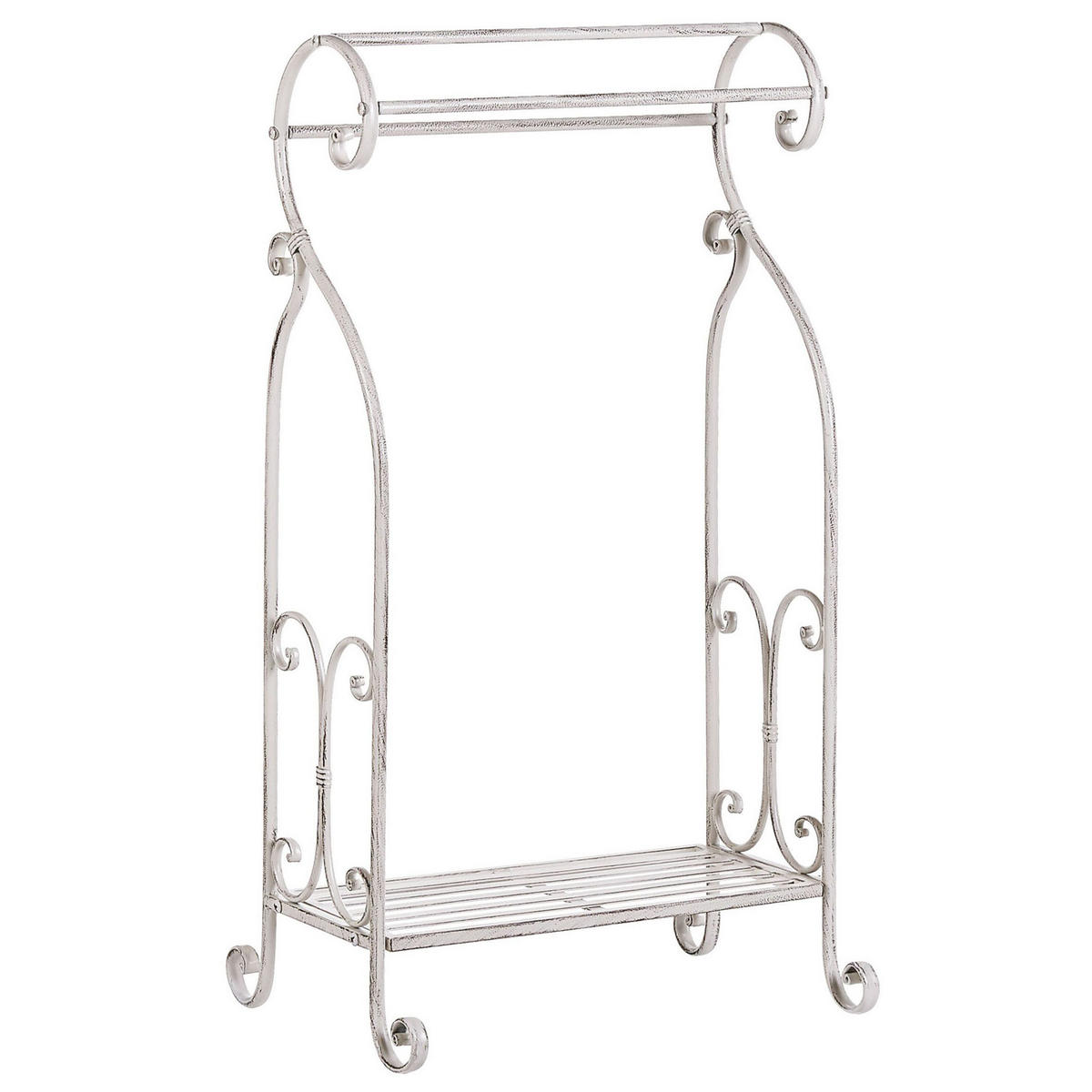 HANDTUCHSTÄNDER Antik Optik weiß 49 x 91 cm Linares - Weiß, Metall (49/91/33cm) - Beliani