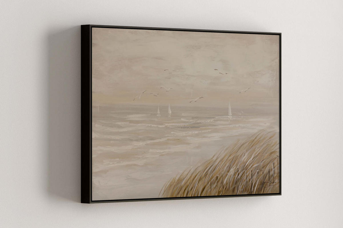 OLEJOMALBA 90/60 cm, Moře a pláž - béžová, dřevo/textil (90/60cm) - KUNSTLOFT