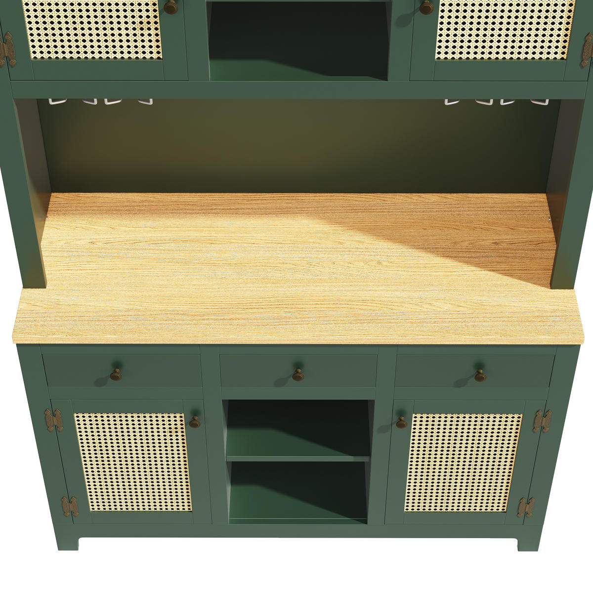 BUFFET LED Rattan Schubladen Verstellbare Böden - Grün, Holzwerkstoff (120/180/40cm) - FLIEKS