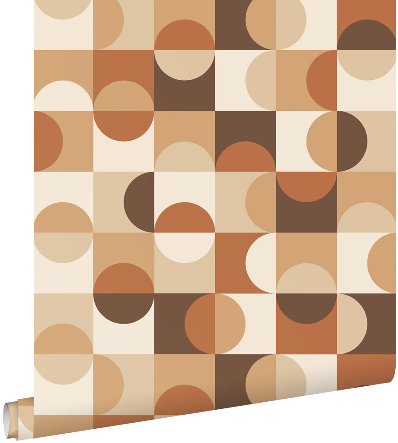 TAPETE Kreise im Bauhaus-Stil 50 x 900 cm - Braun, Papier (50/900cm) - ESTAhome