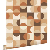 TAPETE Kreise im Bauhaus-Stil 50 x 900 cm - Braun, Papier (50/900cm) - ESTAhome