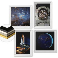 WANDBILDER 4er-Set - 50x50 cm & 40x60 cm Weißer Rahmen - Weltraum Erde Astronaut Rakete - Weiß, Kunststoff (50/50cm) - ArtPrintCave