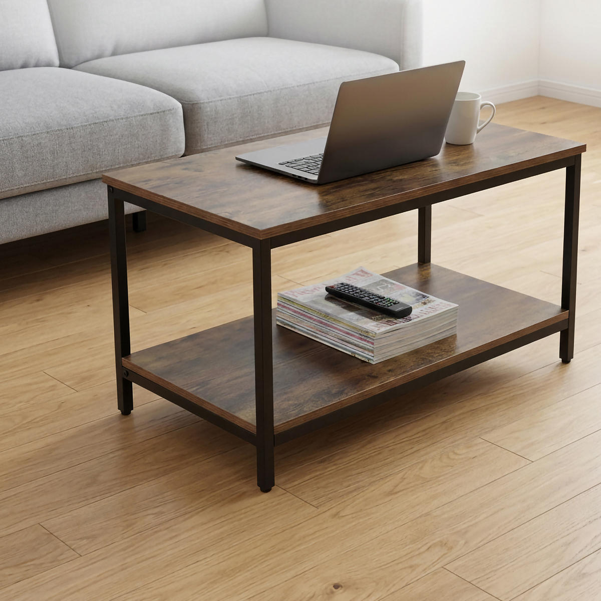 COUCHTISCH - Braun, Holzwerkstoff/Metall (50/80/42cm) - Relaxdays