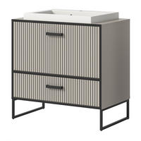WASCHBECKENUNTERSCHRANK mit Waschbecken schwarz, sand 80 cm mit Soft-Close - Sandfarben/Schwarz, Keramik/Holzwerkstoff (80/84/48cm) - Inn.Furn