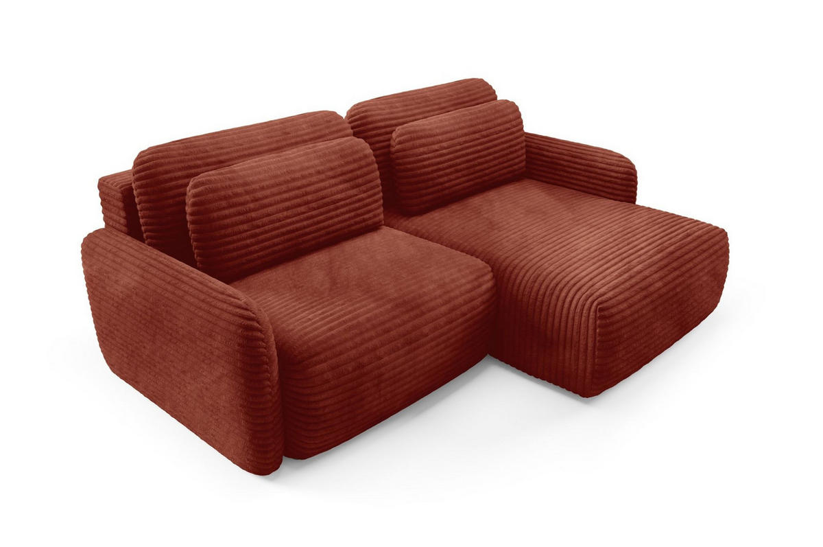 ECKSOFA Simone Mit Schlaffunktion - Rotbraun, Holzwerkstoff/Textil (165/240cm) - Fun Möbel