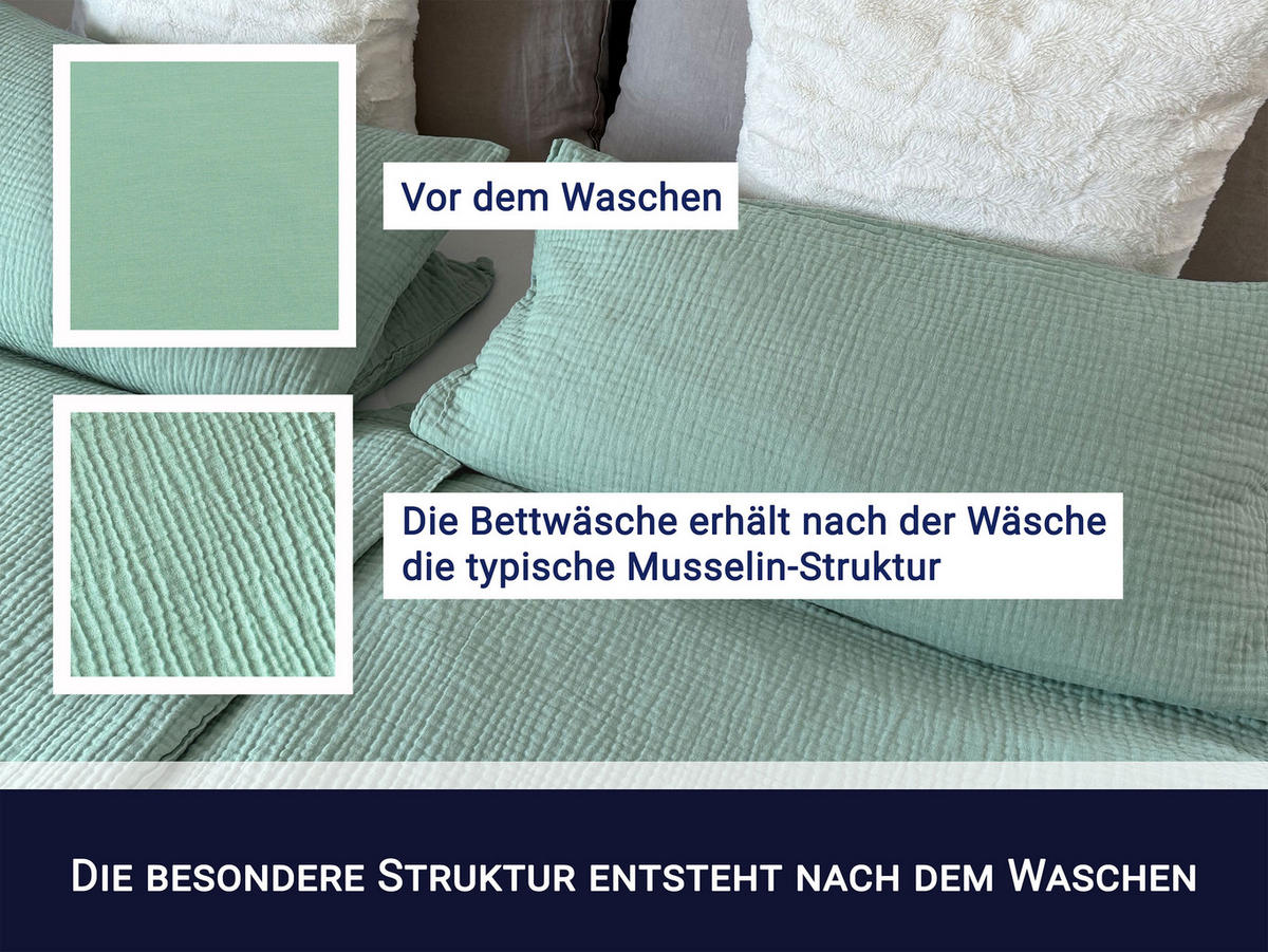 BETTWÄSCHE, 2er-Set, 80x80+135x200 cm, 100% Baumwolle, Grün - Salbeigrün, Textil (135/200cm) - Zollner